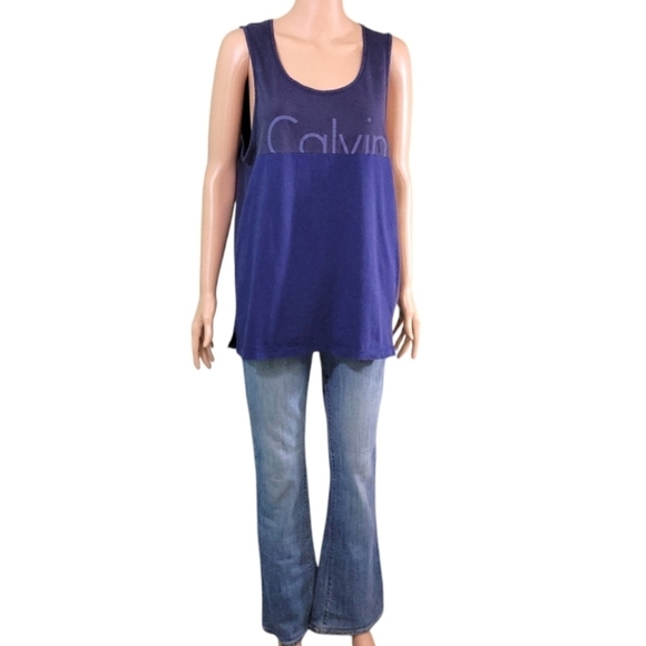 Calvin klein Jeans Womens Two Tone Blue Tank Top Size L - Picture 14 of 14